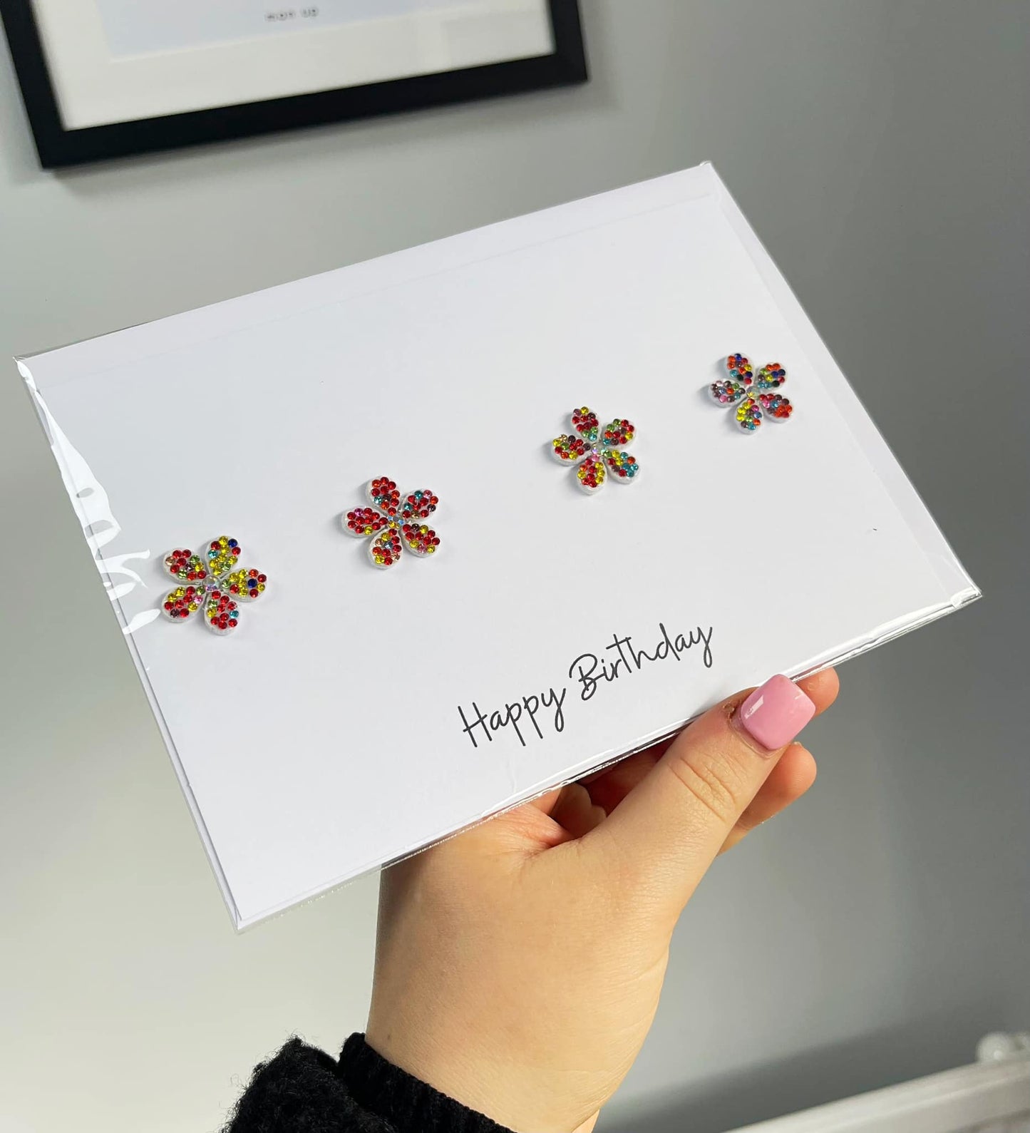 Happy Birthday - Embellished Flowers