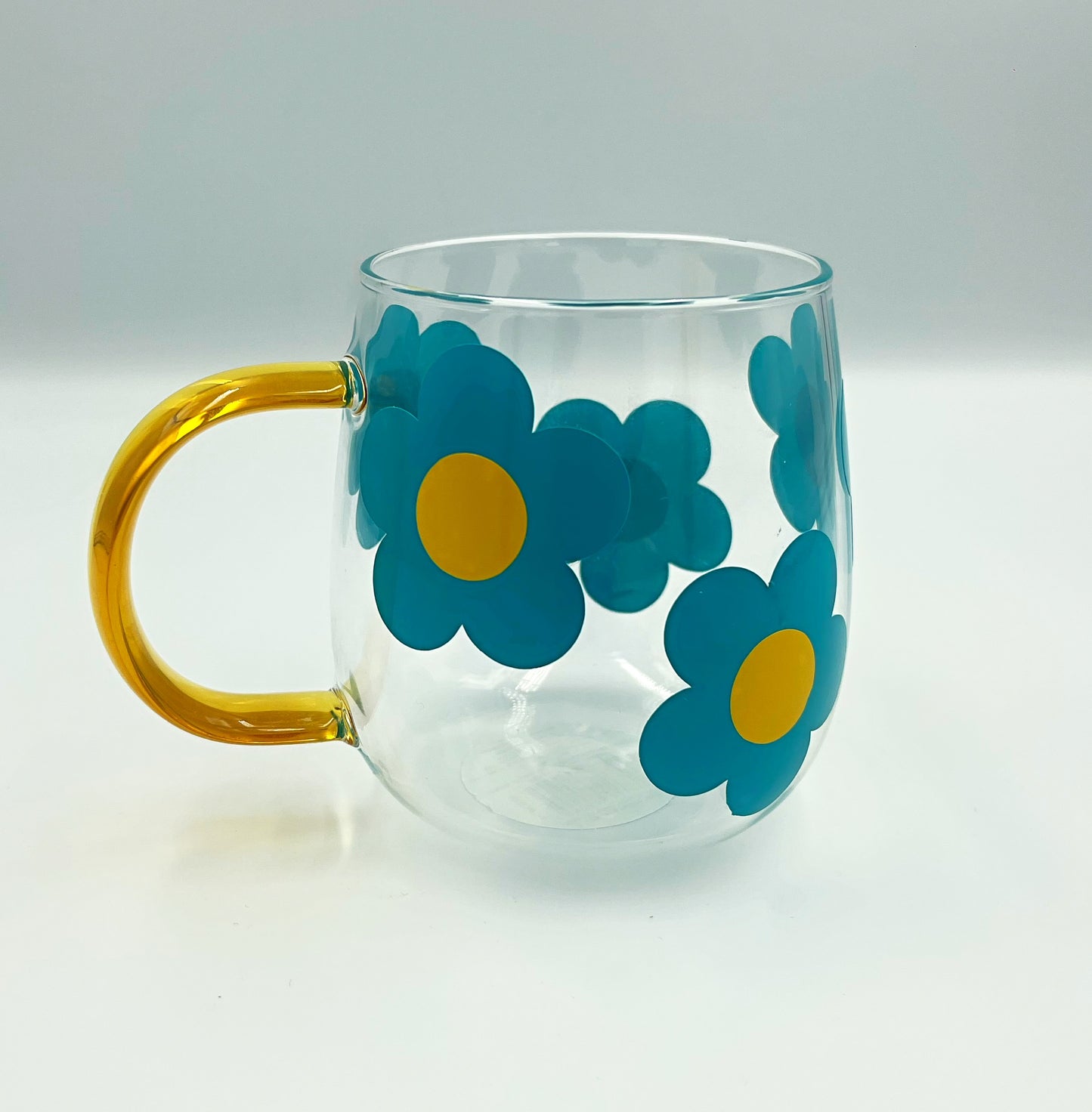 Yellow Handle Flower Mug