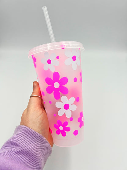 Pink and White Flower - Cup