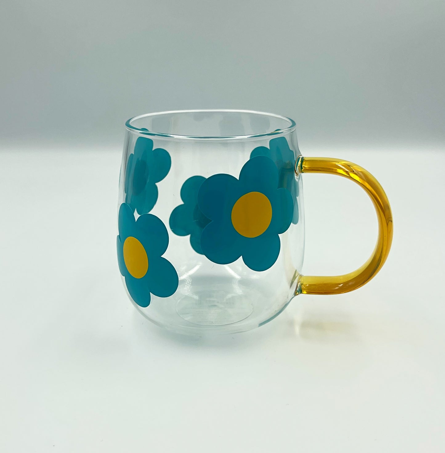 Yellow Handle Flower Mug