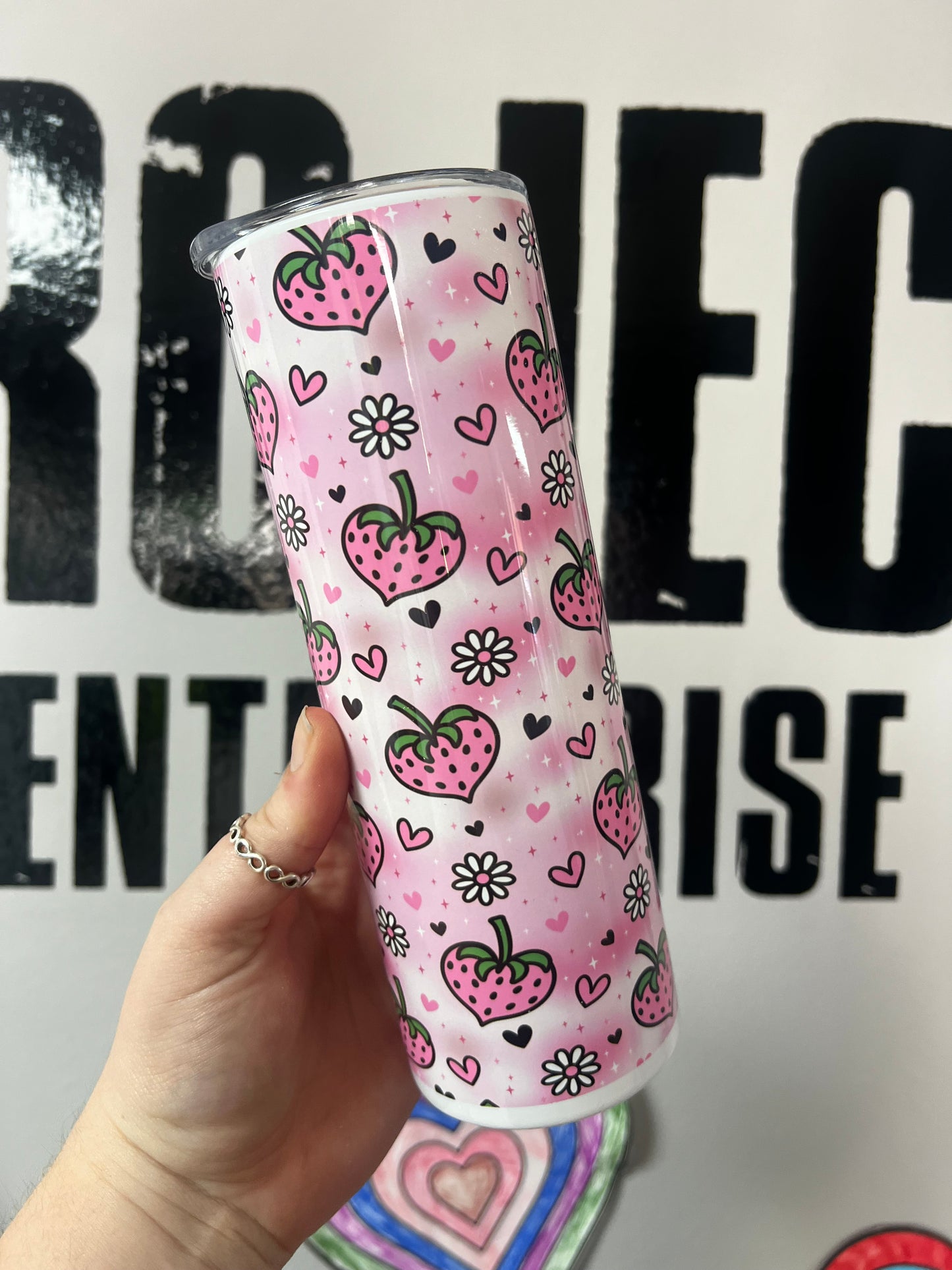 Pink Strawberry Tumbler
