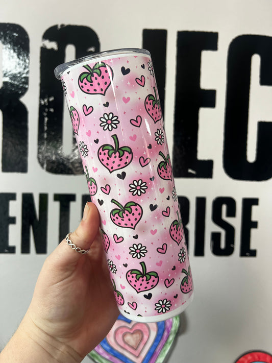 Pink Strawberry Tumbler