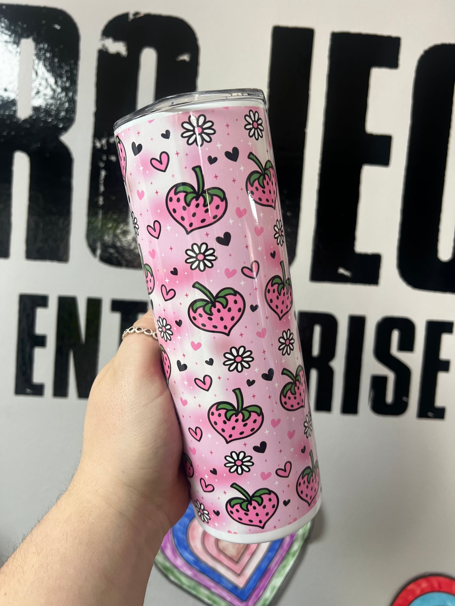 Pink Strawberry Tumbler