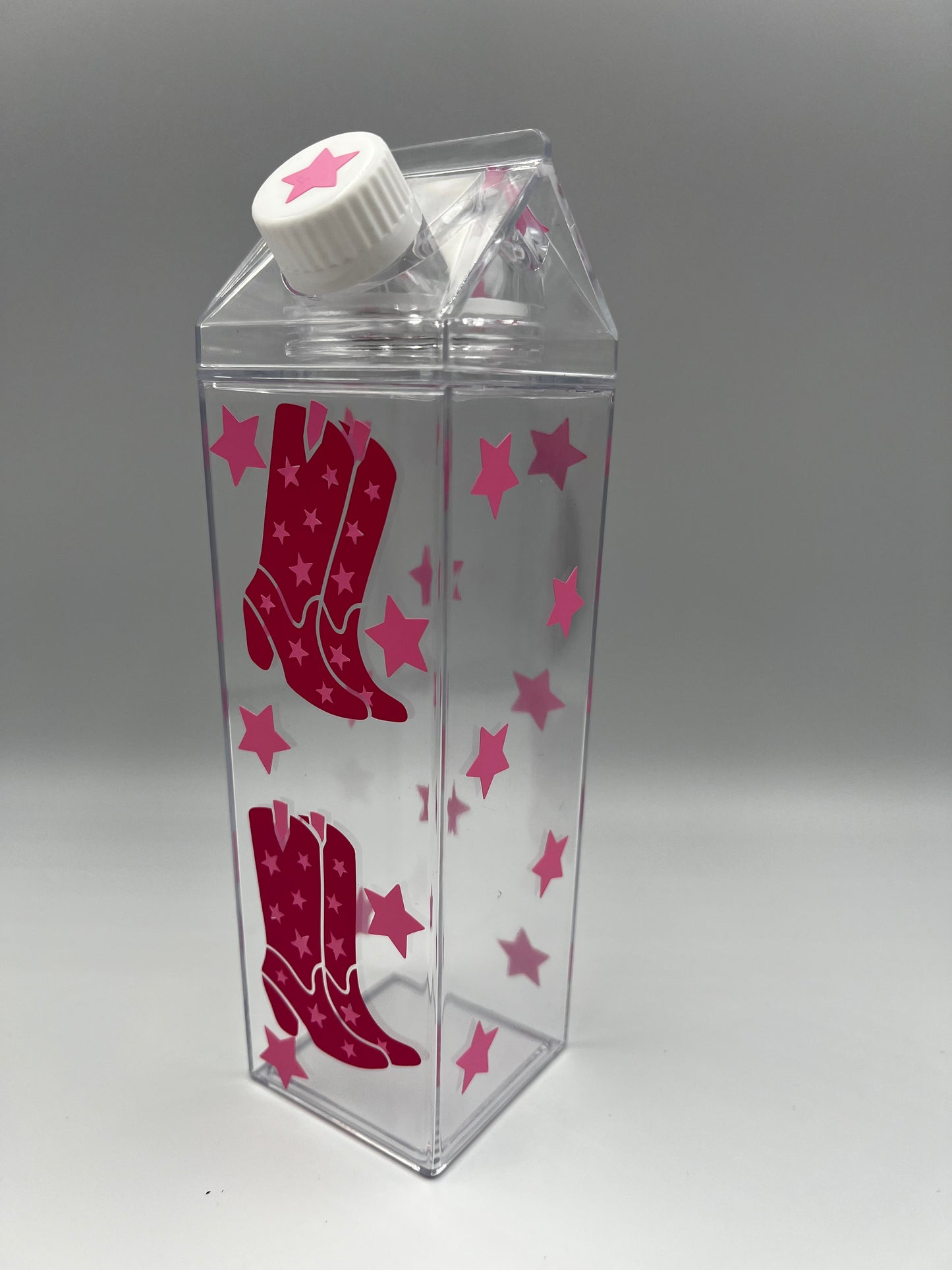 Pink Cowgirl boots Milk carton