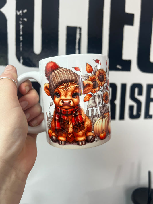 Autumn Baby Highland Cow mug