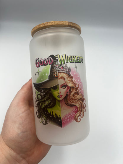 Wicked Inspired, Good or Bad Glass can with Bamboo lid