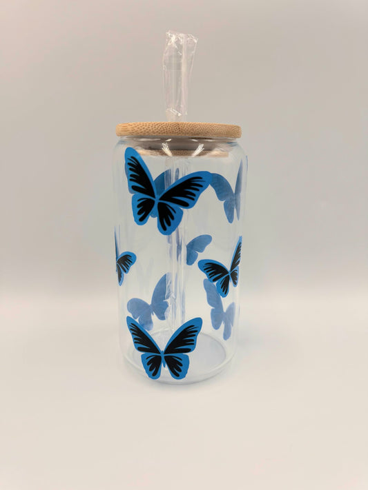 Butterfly glass cup